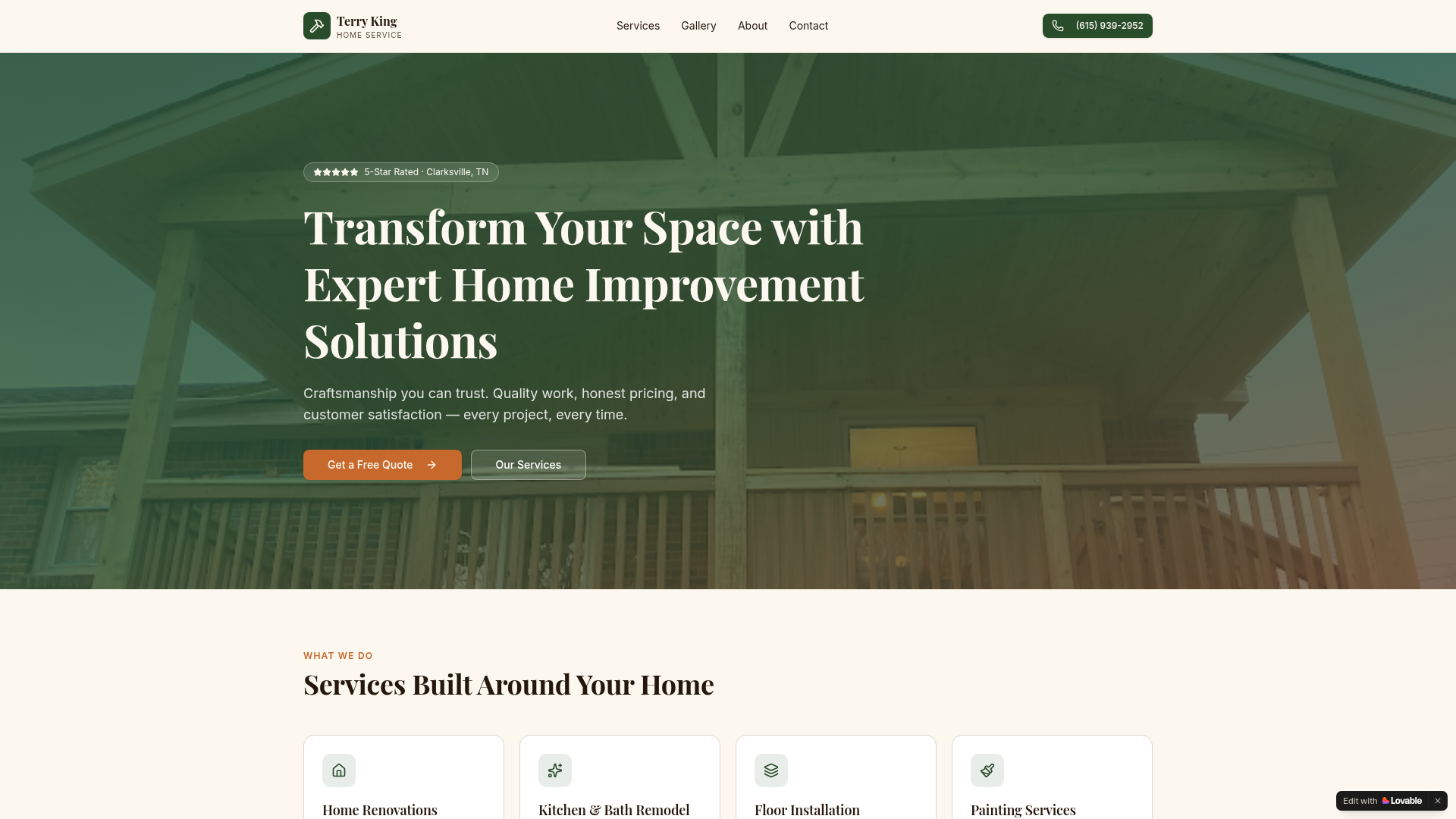Terry King Home Service website screenshot