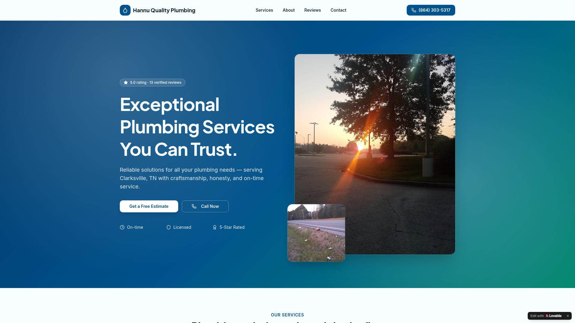Hannu Quality Plumbing website screenshot